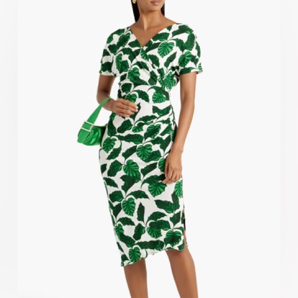 Diane Von Furstenberg Havana Printed Jersey Midi Dress Size L - Picture 3 of 13
